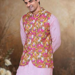 Tura Turi Men Pink Kurta Sets-image-15