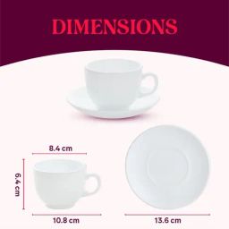Larah by Borosil Multicolor Ceramic Opalware Cup and Saucer Set of 12 220ml image 3