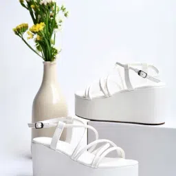 Shoetopia Kids White Cross Strap Sandals-image-10