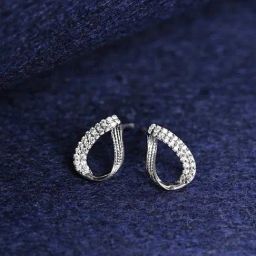 Clara 925 Silver Platinum Plated Swiss Zirconia Raindrop Stud Earrings Gift for Women-image-47
