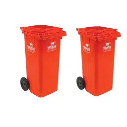 Nilkamal 120 L Red Plastic Dustbin With Wheel (Pack of 2)-image-33