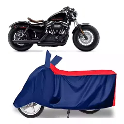 Auto Pearl Polyester Two Wheeler Cover for Harley Davidson XL 1200 (Red Blue)-picture-44