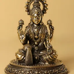 Exotic India 4" Goddess Dhana Lakshmi Brass Statue-image-48