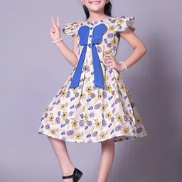 Fabangel Girls Floral Print Flutter Sleeve Applique Detail Fit & Flare Dress-image-108