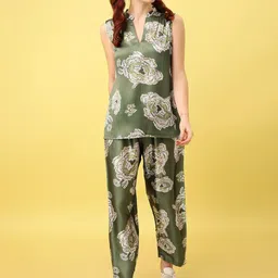 Amarasha Printed Sleeveless Top With Trousers-16