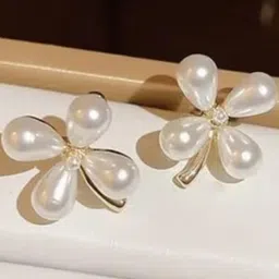 Amrav Women White & Gold-Plated Four Leaf Earrings-picture-45