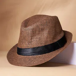 Infispace Men Brown Self Design Fedora Hat-48