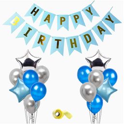 Shopperskart Happy Birthday Combo Decoration Blue Silver - Pack of 48-image-17