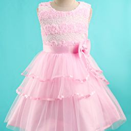 Mark & Mia Sleeveless Knee Length Party Dress with Floral Corsage & Mesh Detailing - Pink-image-44