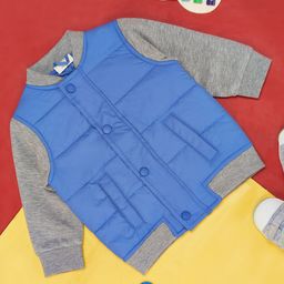 Pantaloons Baby Full Sleeves Colour Blocked Jacket - Blue-picture-0