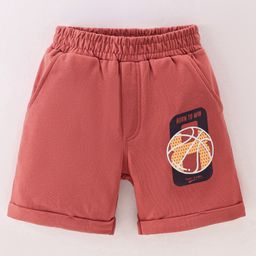 Taeko Single Jersey Above Knee Length Shorts With Basketball Print - Hot Sauce-image-48