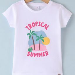 Ollypop Sinker Half Sleeves Tropical Printed T-Shirt - White-image-99
