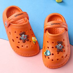 Cute Walk by Babyhug Slip On Clogs Teddy Bear Applique - Orange-picture-16