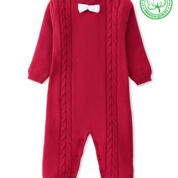Babyhug Sweater Knitted Full Sleeves Winter Wear Romper With Cable Knit Design & Bow - Red-image-58