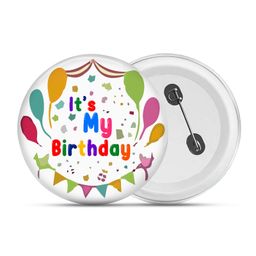 Zyozi® MultiColor Its My Birthday Tinplate Pin Badge, Badge For Birthday Party Decorations - Pack Of 1-image-30