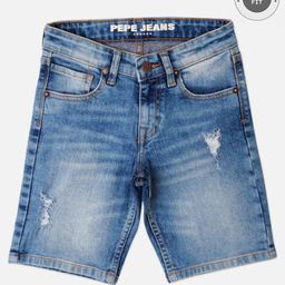 Pepe Jeans Above Knee Length Washed Distressed Shorts - Light Blue-picture-5