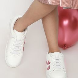 Aria+Nica Heart Metallic Designed Sneakers - White-image-90