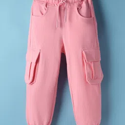 Olio Kids Looper Knit Full Length Lounge Pants with Cargo Pockets - Pink-picture-11