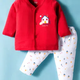 Simply Interlock Knit Full Sleeves Night Suit with Jungle Theme Print - Dark Red-picture-47