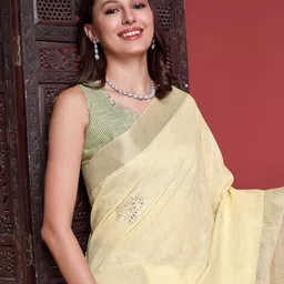 Mitera Floral Mirror Work Saree-image-15