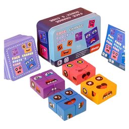 Comercio Wooden Puzzle Face Change Rubik Cube Puzzle Game Face-Changing Educational Magic Cube Building Blocks Puzzle For Kids Multicolor image 2