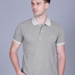 MOUNTAIN COLOURS Geometric Printed Polo Collar Pocket T-shirt-image-74