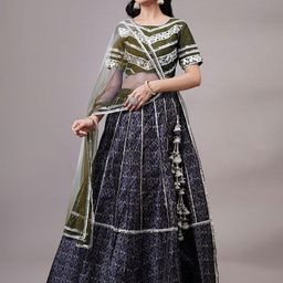 Utsav Fashion Embroidered Mirror Work Shibori Ready to Wear Lehenga & Choli With Dupatta-image-60
