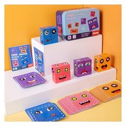 Comercio Wooden Puzzle Face Change Rubik Cube Puzzle Game Face-Changing Educational Magic Cube Building Blocks Puzzle For Kids Multicolor image 5