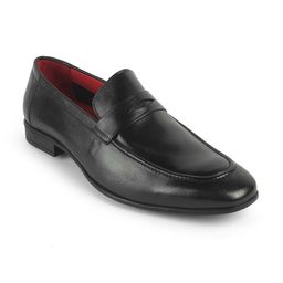 Tresmode Hawk Black Men's Leather Penny Loafers-image-97