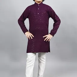 R KAY FASHIONS Boys Ethnic Motifs Embroidered Mirror Work Kurta-image-57