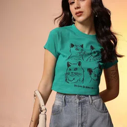 CORSICA Graphic Printed Crop T-shirt-image-5