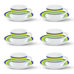 Larah by Borosil White Ceramic Opalware Cup and Saucer Set of 12 220ml-48