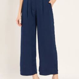 FEMMELLA Navy Blue Relaxed Fit Solid Trousers-image-25