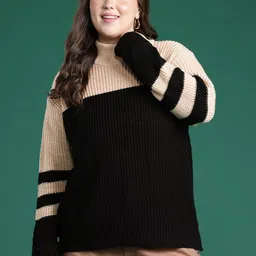 DressBerry Curve Plus Size Colourblocked Longline Pullover-29