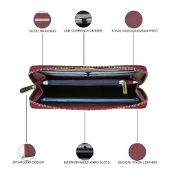Tommy Hilfiger Burgundy Printed Free Size Zip Around Wallet image 5