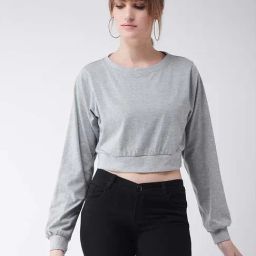 Miss Chase Grey Cotton Crop Top-image-41