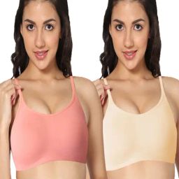 IN CARE Peach & Beige Sports Bra- Pack of 2-image-72