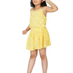 Dress My Angel Kids Yellow Printed Playsuit-image-94
