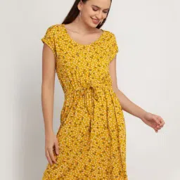 Zink London Yellow Printed Dress-image-6