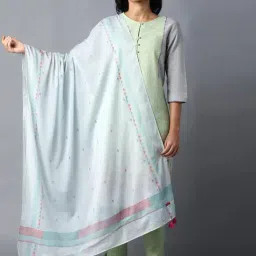 W Blue Cotton Printed Dupatta-picture-20