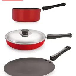 Nirlon Red Aluminium Non- Stick Cookware - Set of 3-image-89