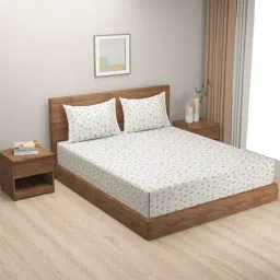 Swayam Zinnia Geometric Dark Green 240 TC Cotton Queen Bed Sheet with 2 Pillow Covers-image-12