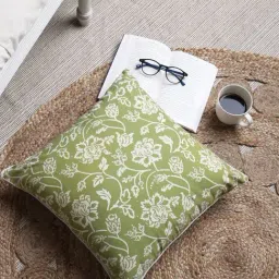 Spaces Printed Green Cotton Cushion Cover-image-38