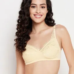 Clovia Beige Cotton Lace Full Coverage T-Shirt Bra-picture-16