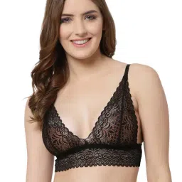 Cukoo Black Lace Full Coverage Non-Padded Bralette-picture-15