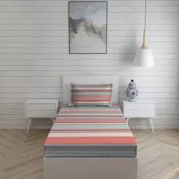 Layers Lumina Geometric Red 144 TC Cotton Single Bed Sheet with 1 Pillow Cover-image-90