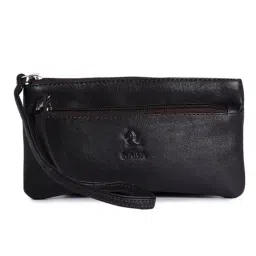 Kara Dark Brown Solid Wristlet Pouch for Women-17