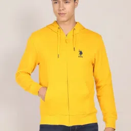 U.S. Polo Assn. Yellow Cotton Regular Fit Hooded Sweatshirt-picture-25