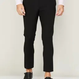 Code by Lifestyle Black Regular Fit Flat Front Trousers-14