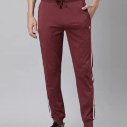 Dixcy Scott Originals Burgundy Melange Regular Fit Striped Joggers-image-89